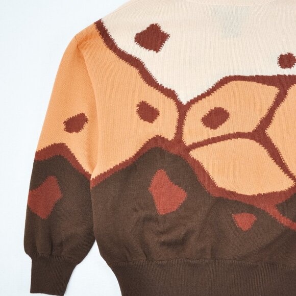 1980s Escada Abstract Wool Knit Sweater | Size L/XL - Picture 8 of 9